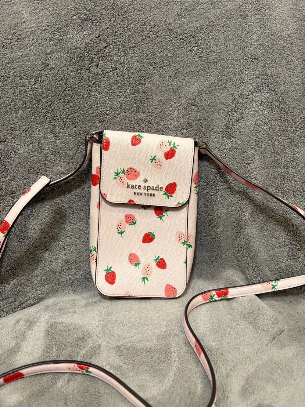 kate spade Pink Strawberry Print Crossbody Phone Pouch